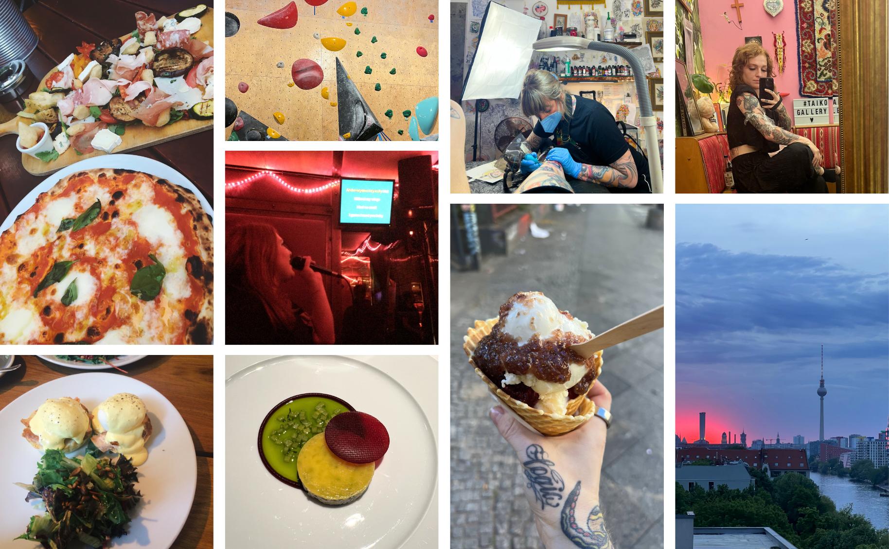 Photo collage of food and activities