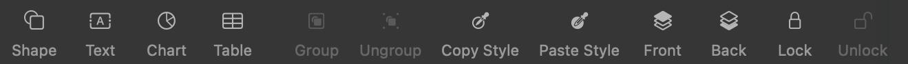Screenshot of my customized toolbar in Keynote