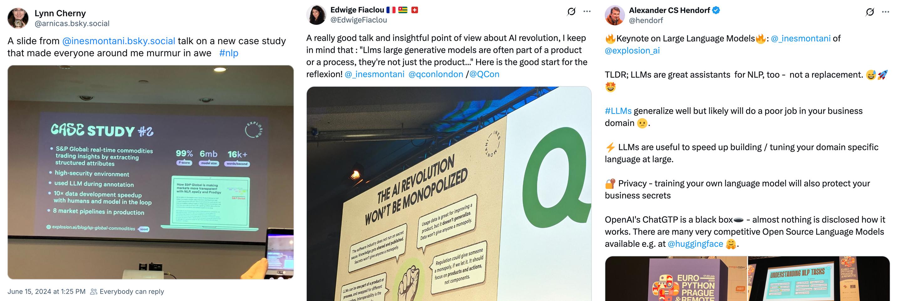 Screenshots of posts by others about my talks