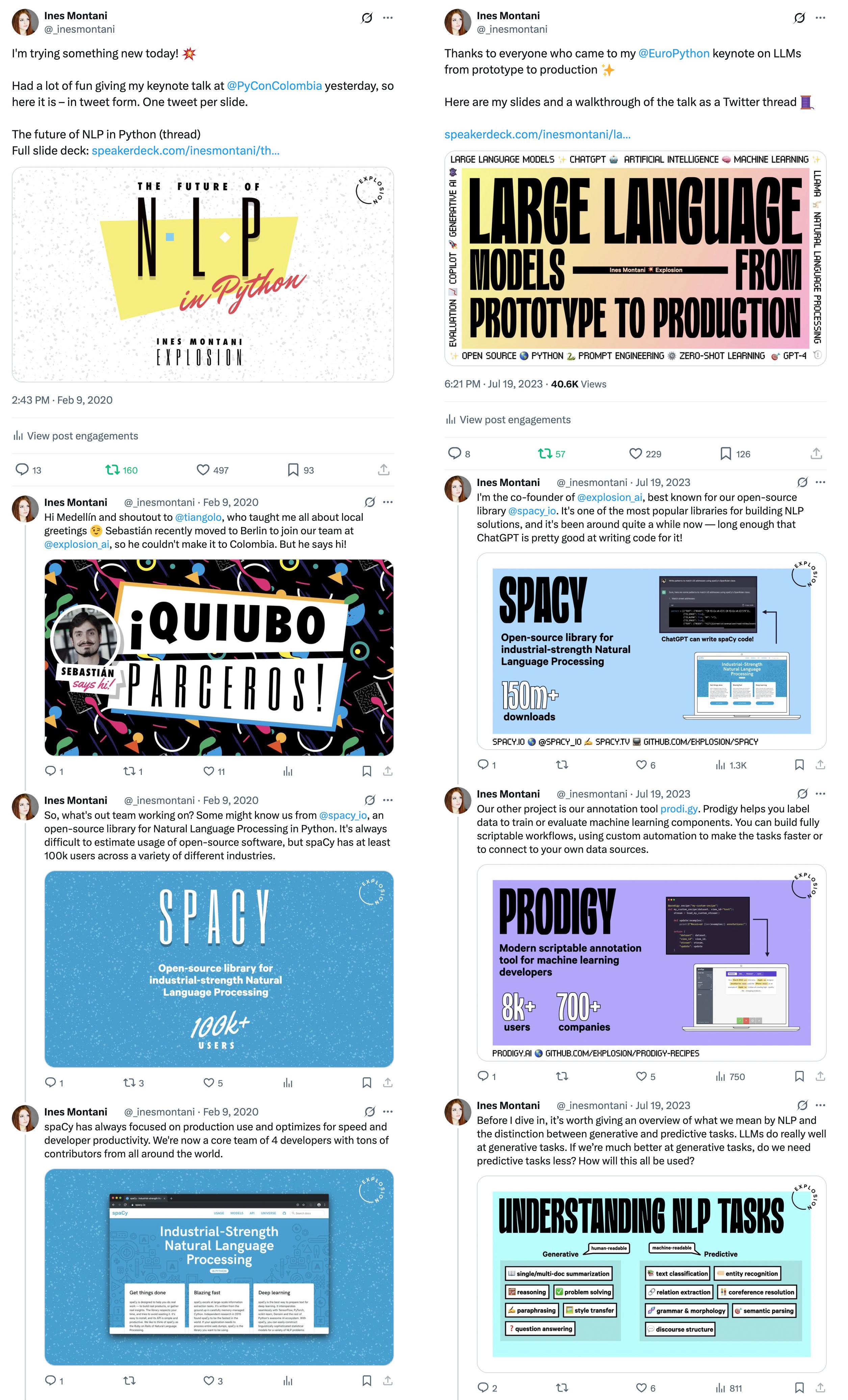 Screenshots of Twitter threads