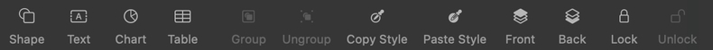 Part of my <a href='https://support.apple.com/guide/keynote/customize-the-keynote-toolbar-tan81f1db118/mac' target='_blank'>customized toolbar</a> in Keynote with added shortcuts for grouping, styling, layer order and locked layers Screenshot of my customized toolbar in Keynote